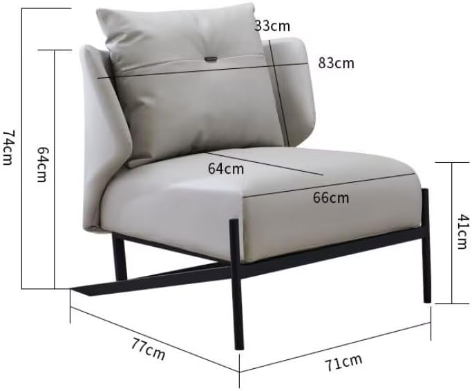 Designer Style PU Leather Accent Chair Modern 105° Ergonomic Single Lounge Sofa 64cm Wide Seat Luxury Recliner Black Zevon