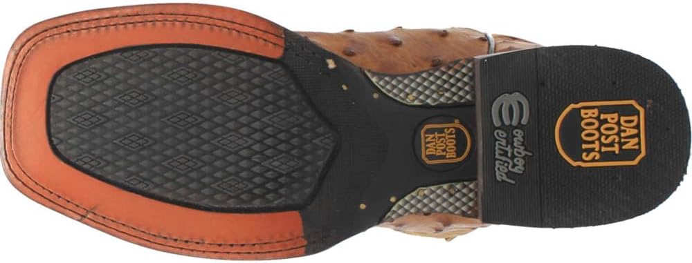 Dan Post Men's Alamosa Western Boot Genuine Ostrich Flank Leather Square Toe Cowboy Boots Zevon