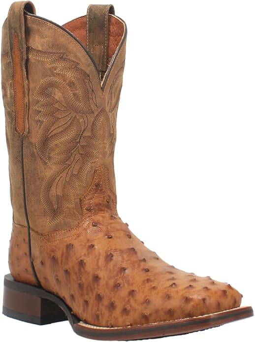 Dan Post Men's Alamosa Western Boot Genuine Ostrich Flank Leather Square Toe Cowboy Boots Zevon