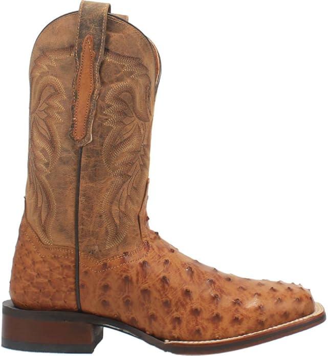 Dan Post Men's Alamosa Western Boot Genuine Ostrich Flank Leather Square Toe Cowboy Boots Zevon