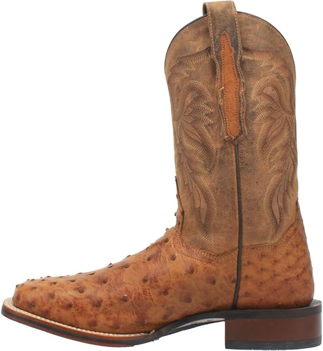 Dan Post Men's Alamosa Western Boot Genuine Ostrich Flank Leather Square Toe Cowboy Boots Zevon