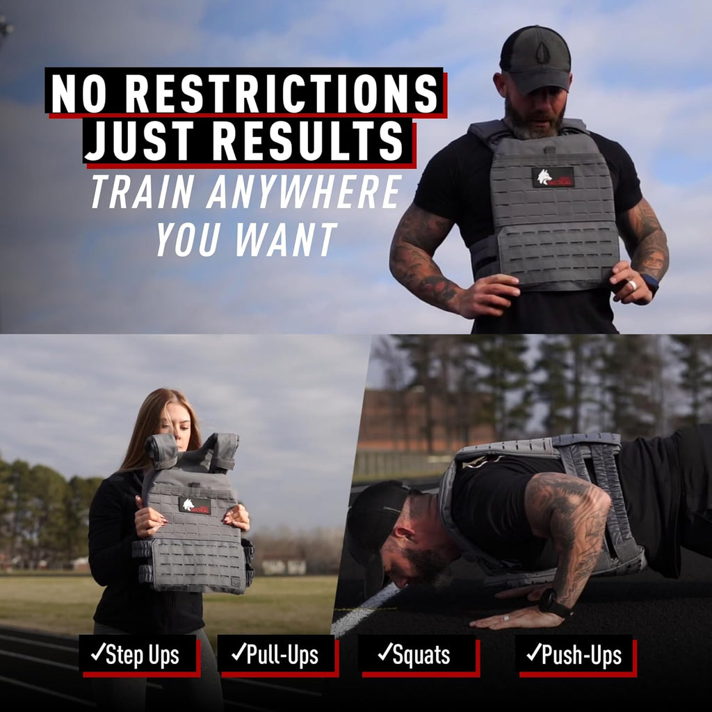 Wolf Tactical Adjustable Weighted Vest for Men & Women Rucking Workout CrossFit Strength Training Fitness Weight Vest Zevon
