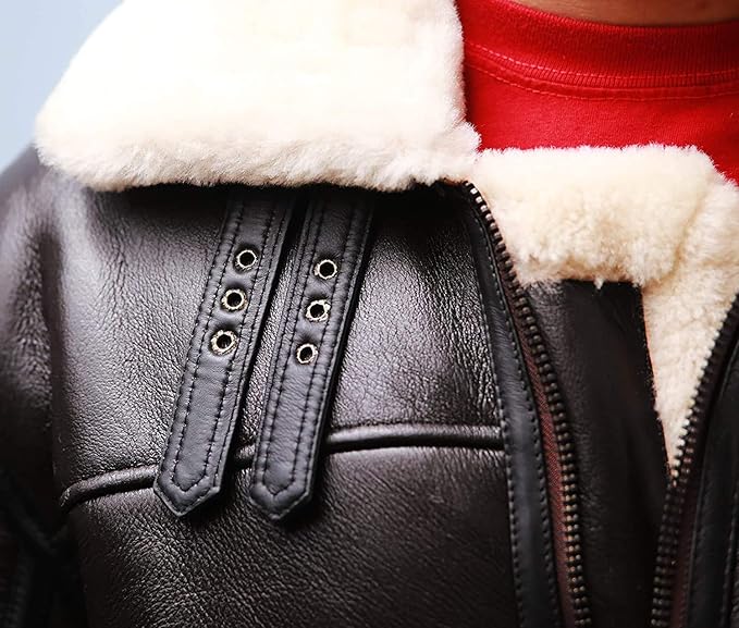 B3 Bomber Aviator Jacket Men's Real Shearling Heavyweight Leather Winter Flight Jacket Zevon