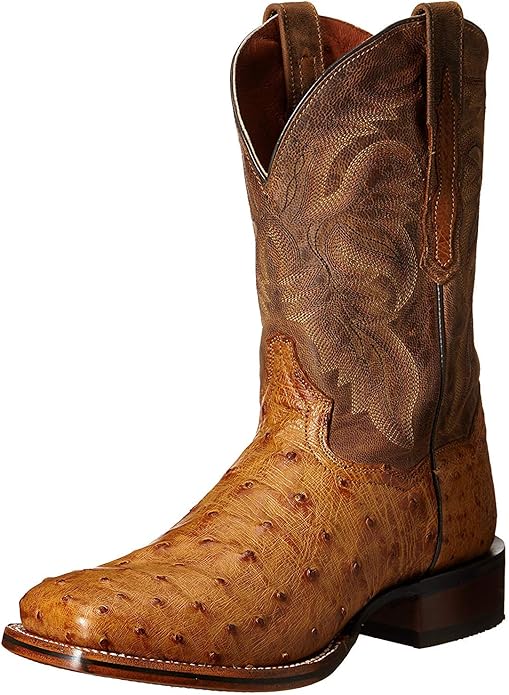 Dan Post Men's Alamosa Western Boot Genuine Ostrich Flank Leather Square Toe Cowboy Boots Zevon