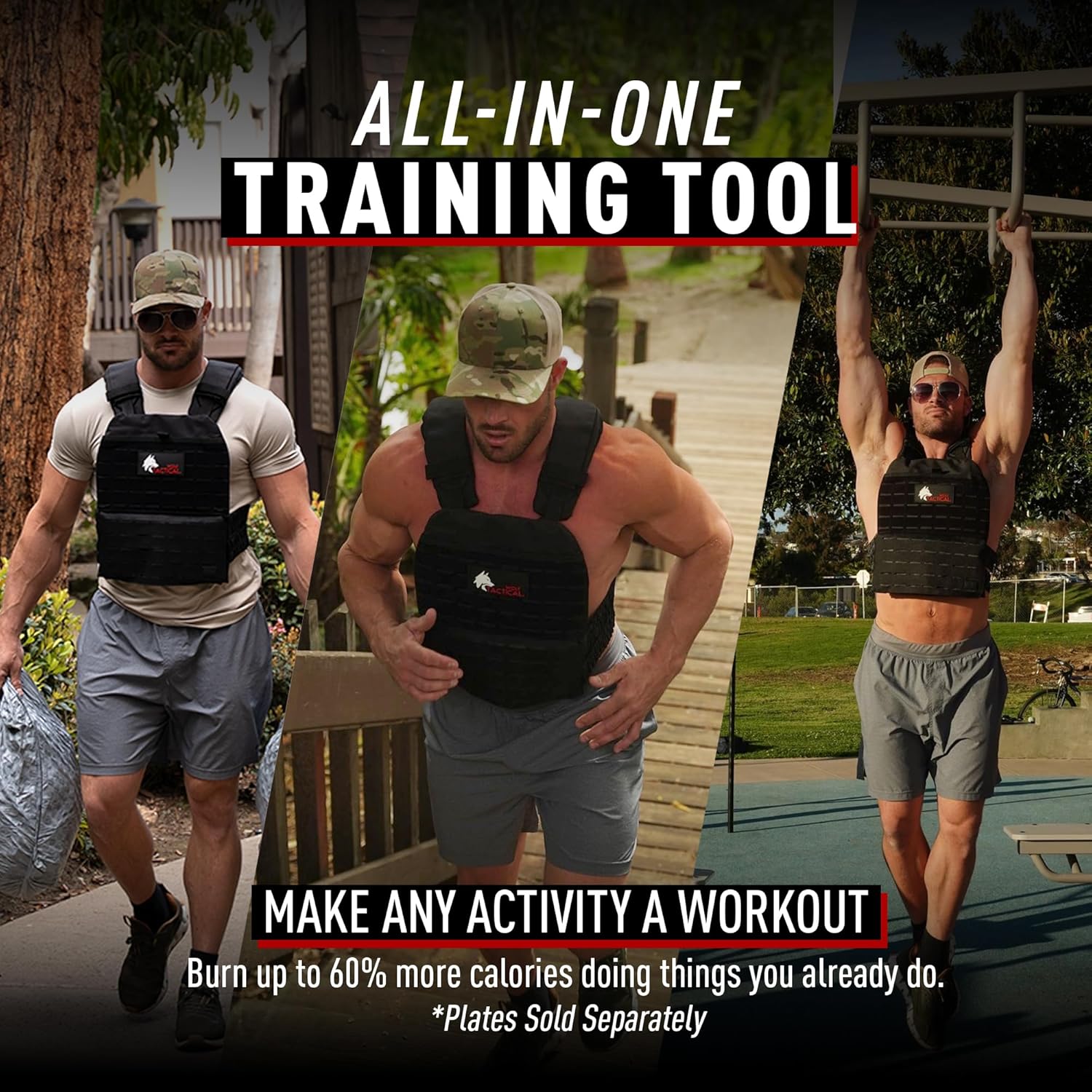 Wolf Tactical Adjustable Weighted Vest for Men & Women Rucking Workout CrossFit Strength Training Fitness Weight Vest Zevon