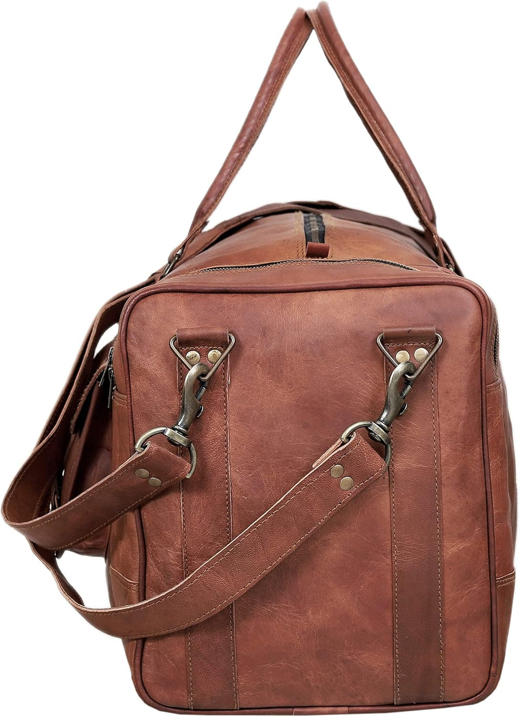 Handmade 30" Leather Duffle Bag for Men & Women Travel Weekender Overnight Gym Sports Cabin Carry-On Luggage Brown Zevon