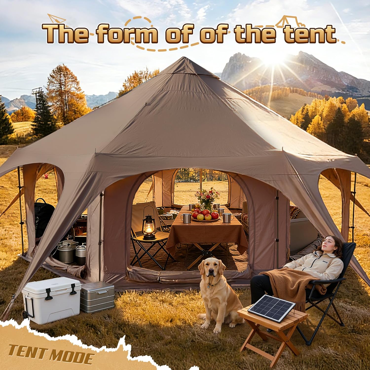 WildFinder 16.5ft Canvas Bell Tent 4-Season Waterproof Glamping Yurt Tent with Stove Jack, 55" High Walls & Removable Floor Zevon