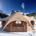 WildFinder 16.5ft Canvas Bell Tent 4-Season Waterproof Glamping Yurt Tent with Stove Jack, 55" High Walls & Removable Floor Zevon
